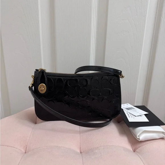 Coach Penn Shoulder Bag Black Patent - Picture 2 of 15